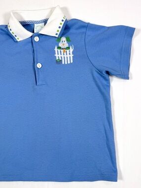CHEZ AMI Boys Puppy Dog Embroidered Polo Shirt 5 Preppy Golf Classic Traditional
